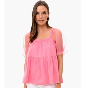 Pomander Place Puff Sleeve Pink Blouse
